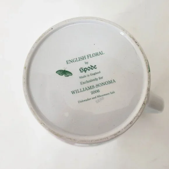 Spode English Floral Pitcher 7.5" Tall 2006 Williams-Sonoma Exclusive - Picture 6 of 7